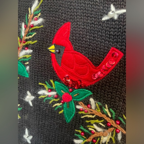 Vintage super ugly Christmas sweater vest.  Contest winner. Cardinal - Picture 3 of 6